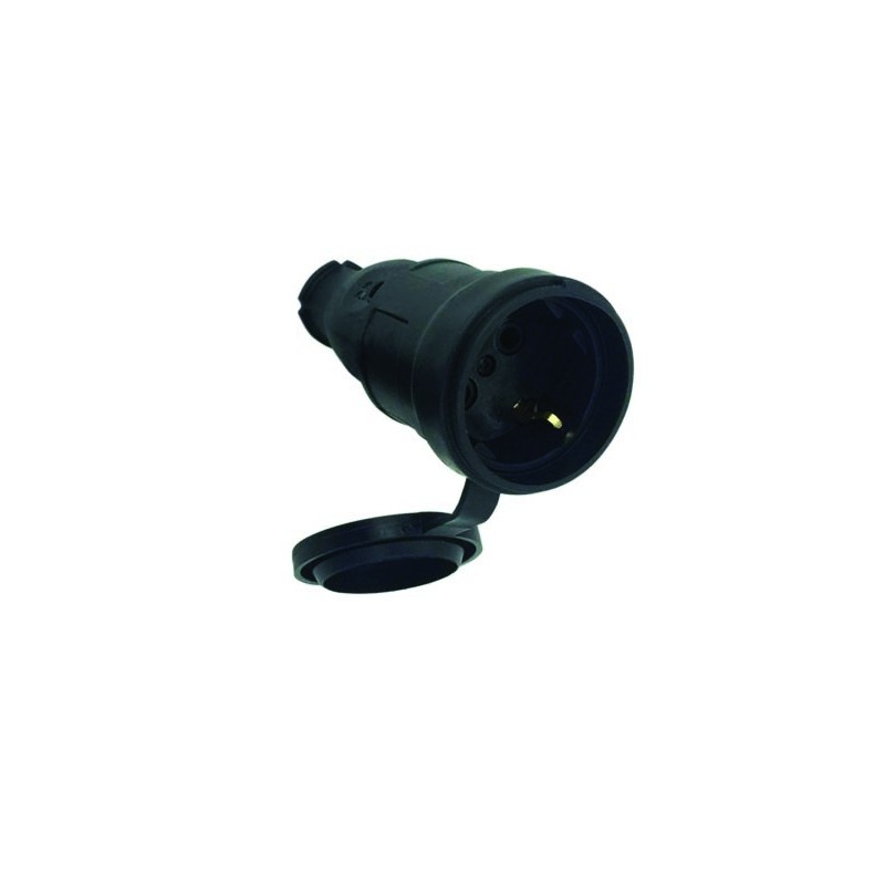 Enchufe hembra para cable Engomado Rectangular Negro para Guirnalda