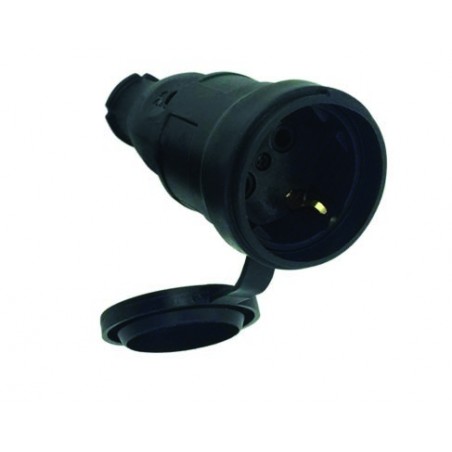 Enchufe hembra para cable Engomado Rectangular Negro para Guirnalda
