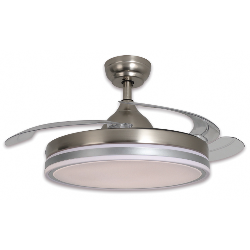 ventilador con aspas retractiles color Niquel